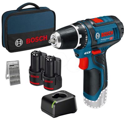 Bosch Akku-Bohrschrauber GSR 12V-15 / 2x 2,0 Ah Akku + Ladegerät inkl. Zube