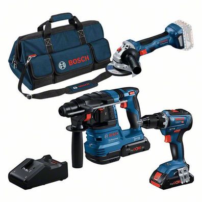 Bosch Combo Kit Akku-Bohrschrauber GSR 18V-55 + Akku-Winkelschleifer GWS 18