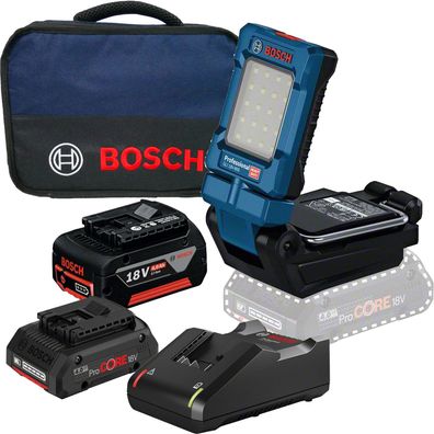 Bosch Akku-Leuchte GLI 18V-800 / 1x 4,0 Ah ProCORE + 1x 4,0 Ah + GAL 18V-40