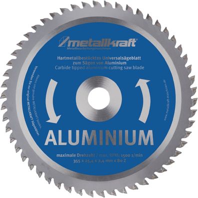 metallkraft Metallkreissägeblatt Aluminium Sägeblatt-Ø 355 mm Breite 2,4