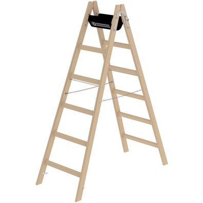 Günzburger Steigtechnik Sprossen-Stehleiter Holz 2 x 6 Sprossen - 033212