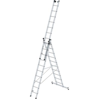 Günzburger Steigtechnik Mehrzweckleiter 3tlg. mit nivello-Traverse und Wand