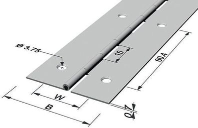 PG Stangenscharnier B. offen 32mm S.0,7mm 35000mm Fe vern - 12268