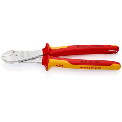 Knipex Kraft-Seitenschneider mit Befestigungsöse verchromt, isoliert mit Me