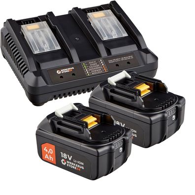 WS24 Akku Starter-Set 18 V / 2x 4,0 Ah Akku + Doppelschnellladegerät