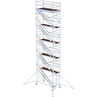 Günzburger Steigtechnik Rollgerüst 1,35 x 3 m mit Schrägaufstiegen & Ausleg