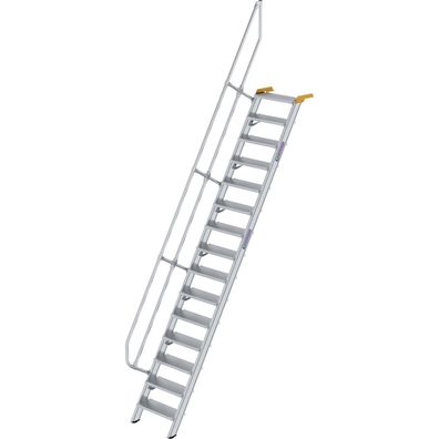 Günzburger Steigtechnik Treppe 60° Stufenbreite 600 mm 15 Stufen Aluminium