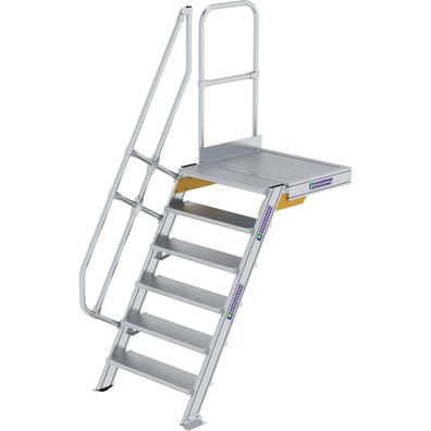 Günzburger Steigtechnik Treppe mit Plattform 60° Stufenbreite 800 mm 6 Stuf