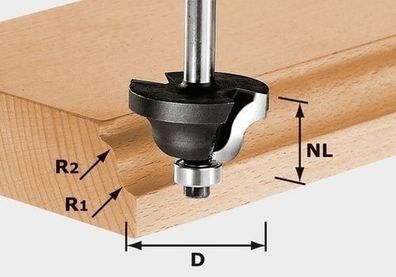 Festool Doppelradienfräser HW Schaft 8 mm HW S8 D31,7/R4/R4 - 491029