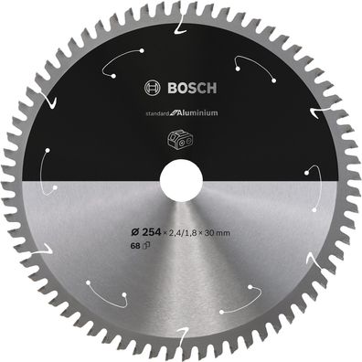 Bosch Kreissägeblatt Aluminium für Akkusägen, 254 x 2,4/1,8 x 30, 68 Zähne