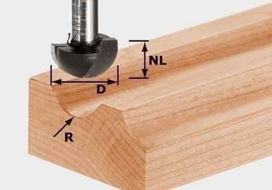 Festool Hohlkehlfräser HW Schaft 8 mm HW S8 R12,7 - 490987