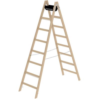 Günzburger Steigtechnik Sprossen-Stehleiter Holz 2 x 8 Sprossen - 033216