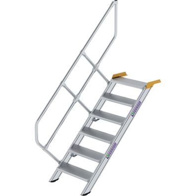 Günzburger Steigtechnik Treppe 45° Stufenbreite 600 mm 6 Stufen Aluminium g