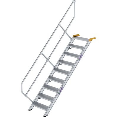 Günzburger Steigtechnik Treppe 45° Stufenbreite 600 mm 9 Stufen Aluminium g