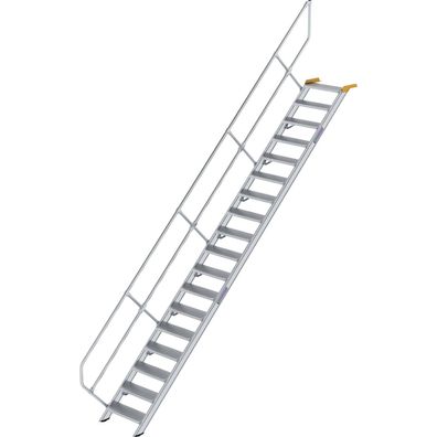 Günzburger Steigtechnik Treppe 45° Stufenbreite 600 mm 18 Stufen Aluminium