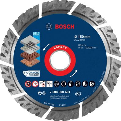 Bosch Expert MultiMaterial Diamanttrennscheiben 150 x 22,23 x 2,4 x 12 mm