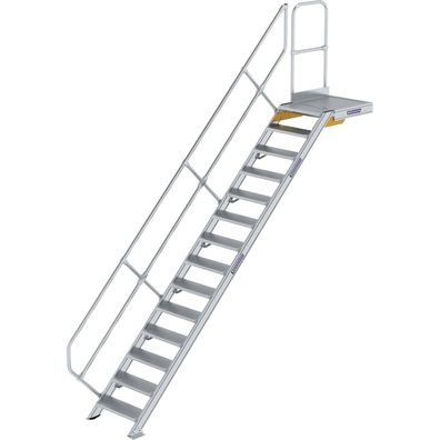 Günzburger Steigtechnik Treppe mit Plattform 45° Stufenbreite 600 mm 14 Stu