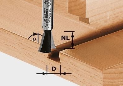 Festool Grat-/Zinkenfräser HW Schaft 8 mm HW S8 D14,3/13,5/15° - 490990