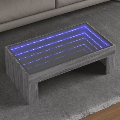 vidaXL Couchtisch mit Infinity-LED Grau Sonoma 90x50x30 cm
