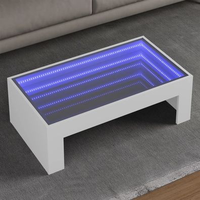 vidaXL Couchtisch mit Infinity-LED Weiß 90x50x30 cm