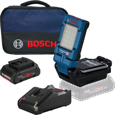 Bosch Akku-Leuchte GLI 18V-800 / 1x 4,0 Ah ProCORE + GAL 18V-40 im Softbag