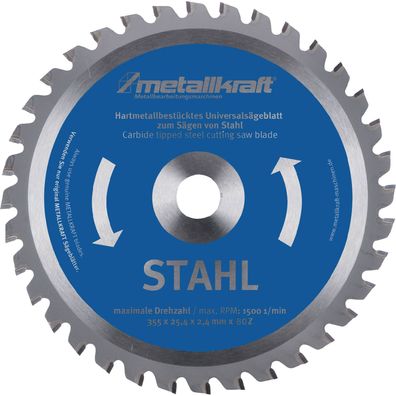 metallkraft Metallkreissägeblatt Stahl Sägeblatt-Ø 355 mm Breite 2,4 mm