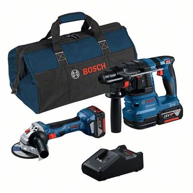 Bosch Combo Kit Akku-Winkelschleifer GWS 18V-7 + Akku-Bohrhammer GBH 18V-22