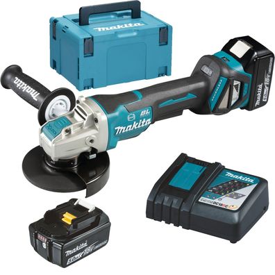 Makita DGA519RTJ Akku-Winkelschleifer Ø 125 mm 18 V / 2x 5,0 Ah Akku + Lade