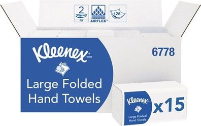 Kleenex Falttuch 6778 2-lagig weiß L320xB215ca. mm 15 Pk. x124 Tü.=1860 Tü