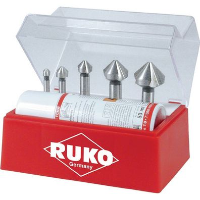 RUKO Kegel- und Entgratsenker-Satz 6tlg. DIN 335 Form C 90° HSS Ø 6,3 - 25