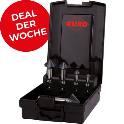 RUKO Ultimatecut Kegel- und Entgratsenker-Satz 4S HSS RUnaTEC DIN 335 90° i