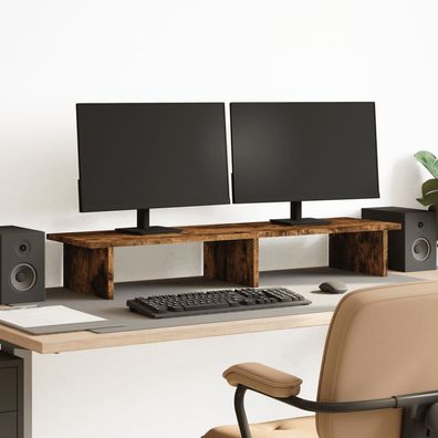 vidaXL Monitorständer Räuchereiche 100x27x15 cm Holzwerkstoff