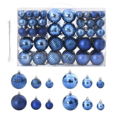 vidaXL Weihnachtskugeln 100 Stk. Blau Ø3/4/6 cm