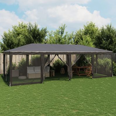 vidaXL Partyzelt mit 12 Mesh-Seitenteilen Anthrazit 8x4 m HDPE