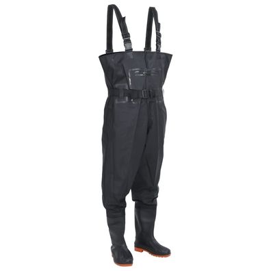 vidaXL Wathose mit Stiefeln und Gürtel Schwarz Größe 38