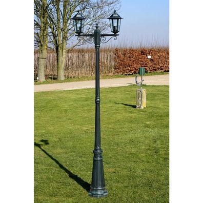 vidaXL Gartenlaterne 2-flammig 215 cm Dunkelgrün/Schwarz Aluminium