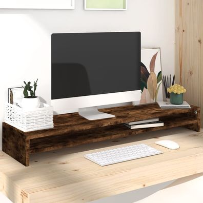 vidaXL Monitorständer Räuchereiche 100x24x13 cm Holzwerkstoff