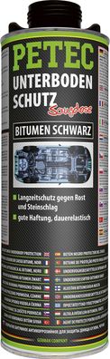 Petec Unterbodenschutz Bitumen Schwarz 1000 ml Saugdose