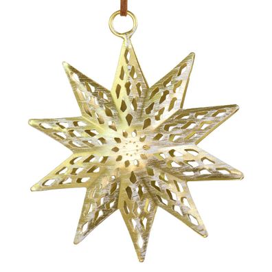 Weihnachtsstern Goldfarben mit Samtaufhänger Ø 11,5 cm - Metall