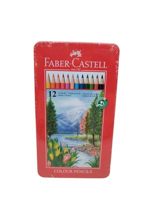 Faber-Castell Holzfarbstifte, 12 Farben Buntstifte in Metallbox Neu OVP