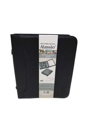 Alassio Ringbuchmappe A4 RIMINI Aktenmappe Lederimitat schwarz 31502 mit Logo