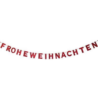 Weihnachtsdeko "Frohe Weihnachten" Schriftzug Rot 190 x 10 cm aus Holz