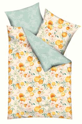 kaeppel Mako-Satin Bettwäsche 155x220 Orange Blossom Mandarine Wende 207-617