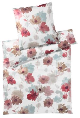 YES Mako-Satin Bettwäsche Poppy red Blumen 155x220 cm 1468-1