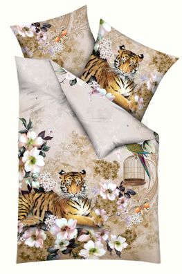 kaeppel Mako-Satin Bettwäsche 155x220 Royal Tiger Schmetterling Blumen 155-624