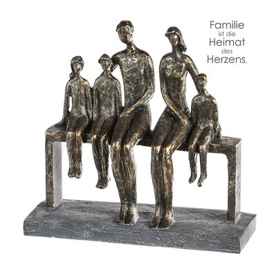 Casablanca Skulptur, Familie, "We are family", Bankmotiv, Kunstharz, bronzefarben,