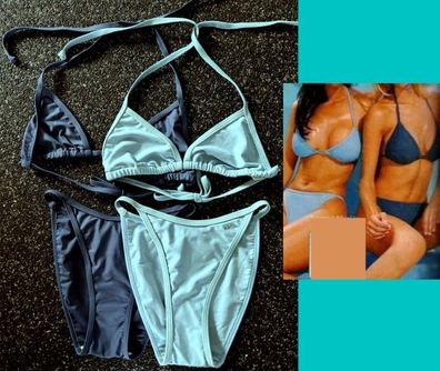 2 Stück Sunya Damen Neckholder Triangle Bikini 34 TOP 1x hell blau 1xdunkelblau