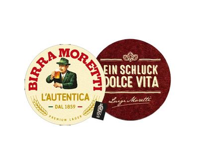 Birra Moretti Bierdeckel 100 Stk. - Ein Schluck Dolce Vita NEU!