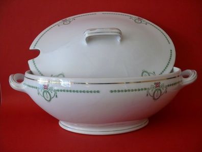 Vintage Ragout Suppenterrine Suppenschüssel Schüssel mit Deckel Oval Porzellan