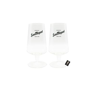 San Miguel Glas 2er-Set Grün-Goldene Beschriftung geeicht: 30cl